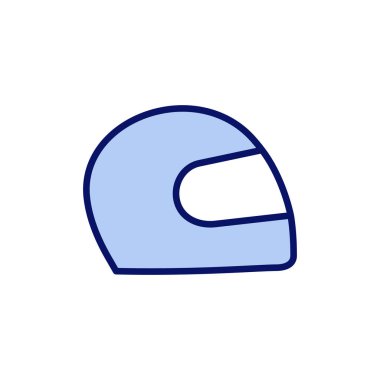 Kask simgesi vektörü. Motosiklet kaskı tabelası ve sembolü. İnşaat miğferi simgesi. Güvenlik kaskı