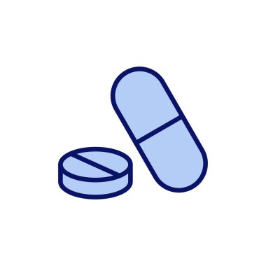 İlaç ikon vektörü. Kapsül simgesi. Uyuşturucu işareti ve sembol