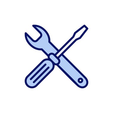 Alet ikon vektörünü onar. araç işareti ve sembol. Simge ayarlanıyor. İngiliz anahtarı ve tornavida. Servis