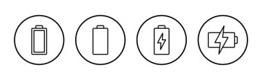 Batarya ikon vektörü. Şarj işareti. pil şarj seviyesi