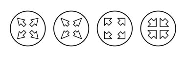 Tam ekran simge vektörü. Tam ekran işareti ve simgeye genişlet. Oklar sembolü