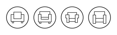 Koltuk simgesi vektörü. Kanepe işareti ve sembol. mobilya simgesi