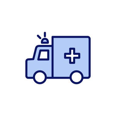 Ambulans simgesi vektörü. Ambulans kamyonu işareti ve sembol. Ambulans arabası
