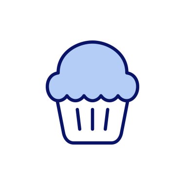 Kek ikonu vektörü. Kap kek işareti ve sembol