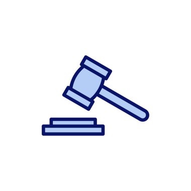 Gavel ikon vektörü. Yargıç tokmak işareti ve sembol. Kanun simgesi. Açık arttırma çekici