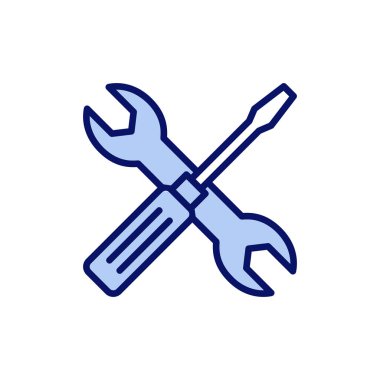 Alet ikon vektörünü onar. araç işareti ve sembol. Simge ayarlanıyor. İngiliz anahtarı ve tornavida. Servis