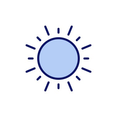 Güneş ikonu vektörü. Parlaklık işareti ve sembol