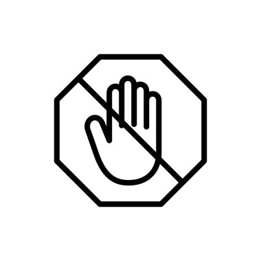 Uygulamalar ve web siteleri için simge simgesini durdur. Dur tabelası. Dur işareti ve sembol. Kırmızı tabelayı elle girmeyin