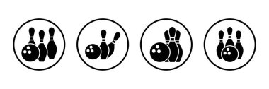Bowling ikonu logosu tasarımı. Bowling topu, iğne işareti ve sembol.