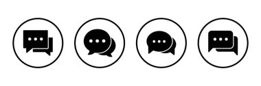 Sohbet ikonu logosu tasarımı. Konuşma balonu işareti ve sembol. Yorum simgesi. ileti