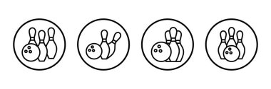 Bowling ikonu logosu tasarımı. Bowling topu, iğne işareti ve sembol.