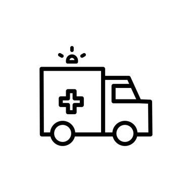 Uygulamalar ve web siteleri için ambulans simgesi. Ambulans kamyonu işareti ve sembol. Ambulans arabası