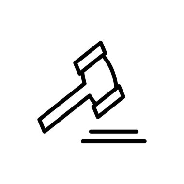 Uygulamalar ve web siteleri için Gavel simgesi. Yargıç tokmak işareti ve sembol. Kanun simgesi. Açık arttırma çekici