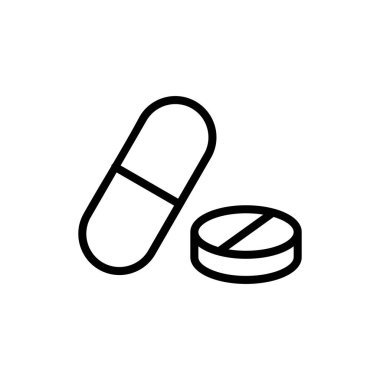 Uygulamalar ve web siteleri için hap simgesi. Kapsül simgesi. Uyuşturucu işareti ve sembol