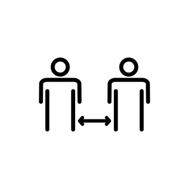 Uygulamalar ve web siteleri için sosyal uzaklık simgesi. Sosyal uzaklık işareti ve sembol. Kendini karantina işareti