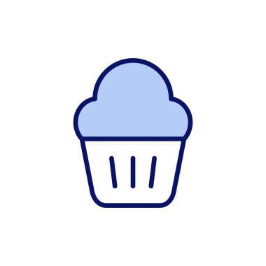 Kek ikonu vektörü. Kap kek işareti ve sembol