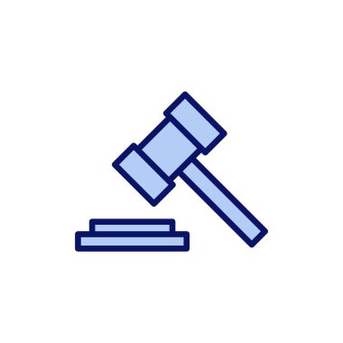 Gavel ikon vektörü. Yargıç tokmak işareti ve sembol. Kanun simgesi. Açık arttırma çekici