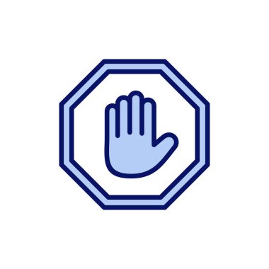 Simge vektörünü durdur. Dur tabelası. Dur işareti ve sembol. Kırmızı tabelayı elle girmeyin