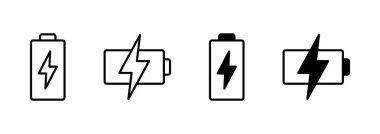 Batarya ikon vektörü. Şarj işareti. pil şarj seviyesi
