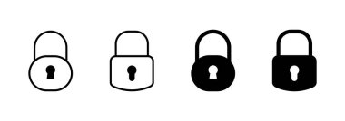 Simge vektörünü kilitle. Asma kilit işareti ve sembol. Şifreleme simgesi. Güvenlik sembolü