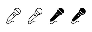 Mikrofon ikon vektörü. Karaoke işareti ve sembol