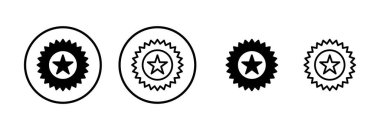 Rozet simgesi logosu tasarımı. Ödül ikon vektörü. İşaret ve sembollere ulaşın. Damga