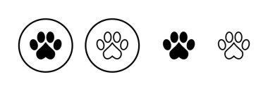 Paw simgesi logosu tasarımı. Pençe izi ve sembol. köpek ya da kedi pençesi