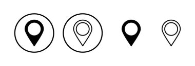 Pin simgesi logo tasarımı. Yer işareti ve sembol. hedef simgesi. harita iğnesi