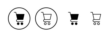 Alışveriş simgesi logosu tasarımı. Alışveriş arabası işareti ve sembol. Trolley simgesi