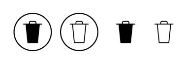 Çöp simgesi logosu tasarımı. Çöp kutusu simgesi. İşareti ve sembolü sil.