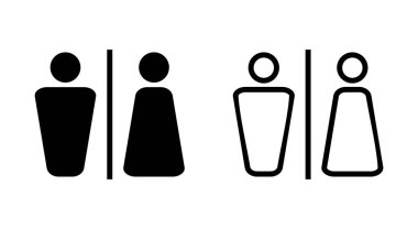 Uygulamalar ve web siteleri için tuvalet simgesi. Kızlar ve erkekler tuvaletleri imzalar ve simgeler. Banyo tabelası. wc, tuvalet