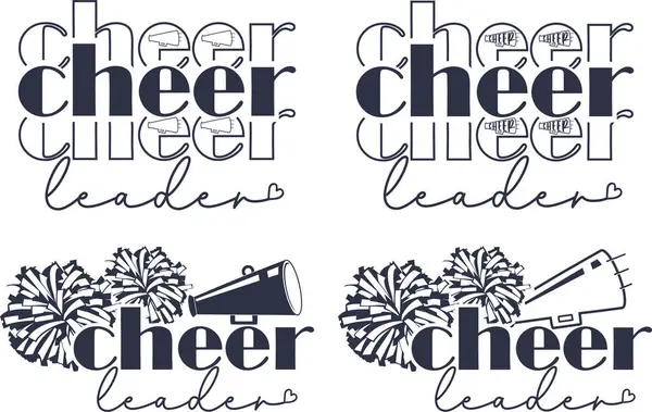 stock vector 4 Styles Cheer Leader, Cheerleading, Cheer Pom Poms Files