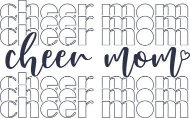 2 styles cheer mom, cheer pom poms, cheerleading file clipart