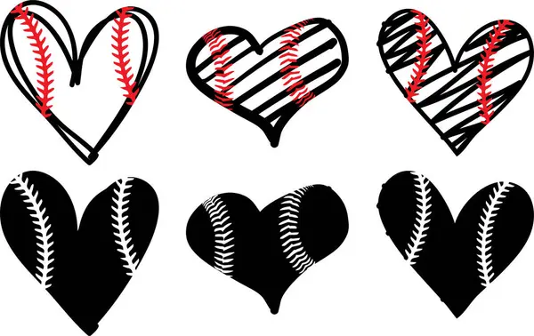 stock vector Heart Baseball, Baseball Cut File, Softball Silhouette, Baseball Clip Art