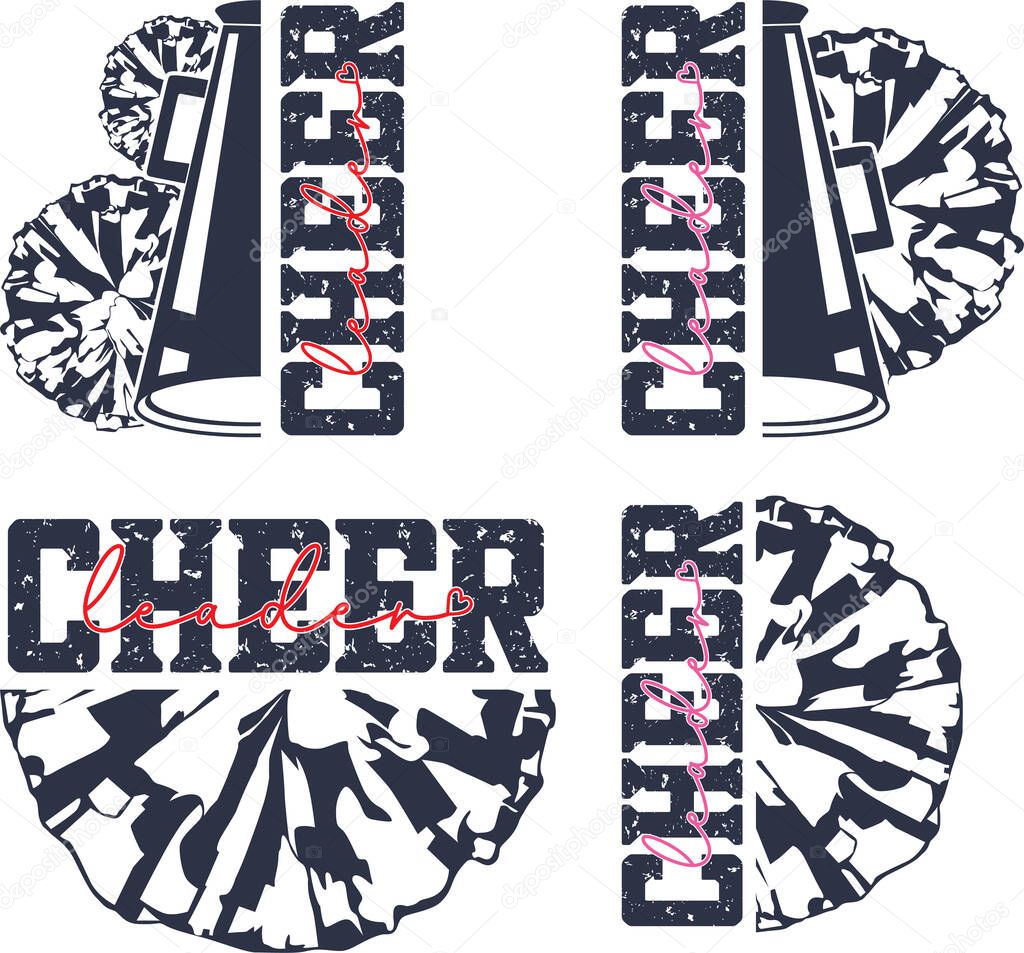 Cheerleader Pompoms, Cheerleading, Cheer Pom Poms Cut Files
