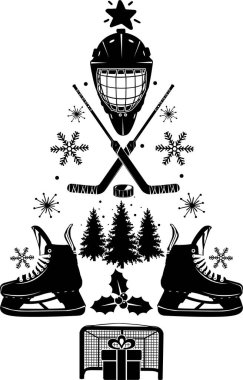 Hockey Goalie Christmas Tree, Ice Hockey, Winter Sports, Hockey Christmas Cut File clipart