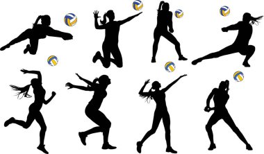 Voleybol Kız Oyuncusu, Kadın Voleybol Oyuncusu, Spor Silueti