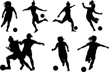 Kadın Futbolcu, Futbol Topu, Spor Silueti