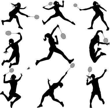 Badminton Kadın Oyuncusu, Badminton Silueti, Badminton Raketi