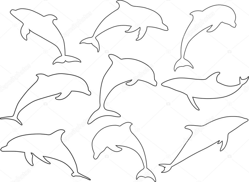 Dolphin Outline, Dolphin Clipart, Dolphin Silhouette