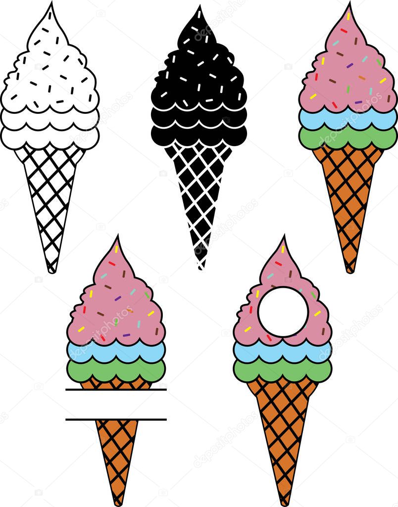 Ice Cream monogram, Ice Cream Cone, Summer, Ice Cream