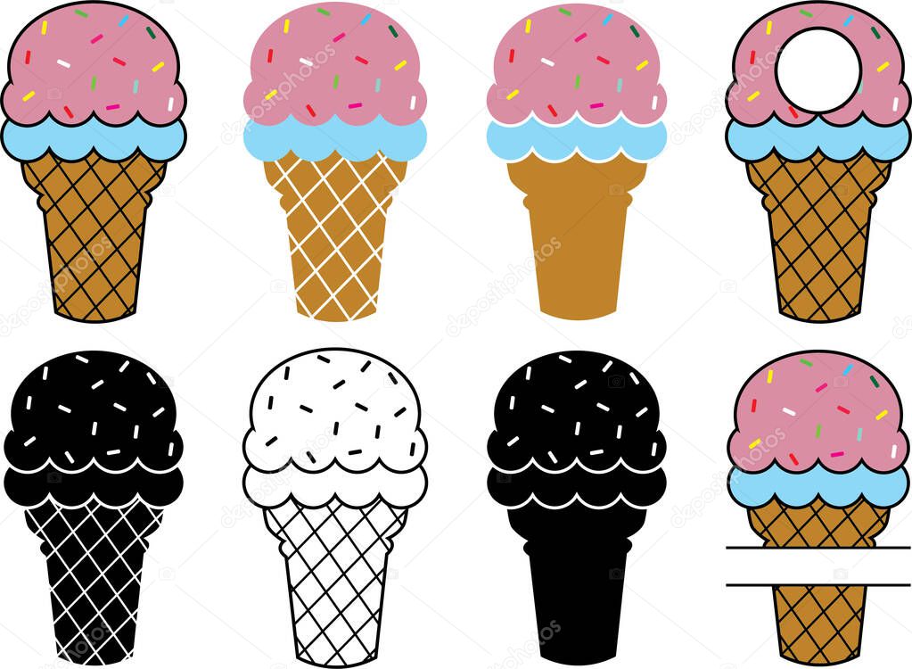 Ice Cream, Ice Cream monogram, Summer, Ice Cream Cone