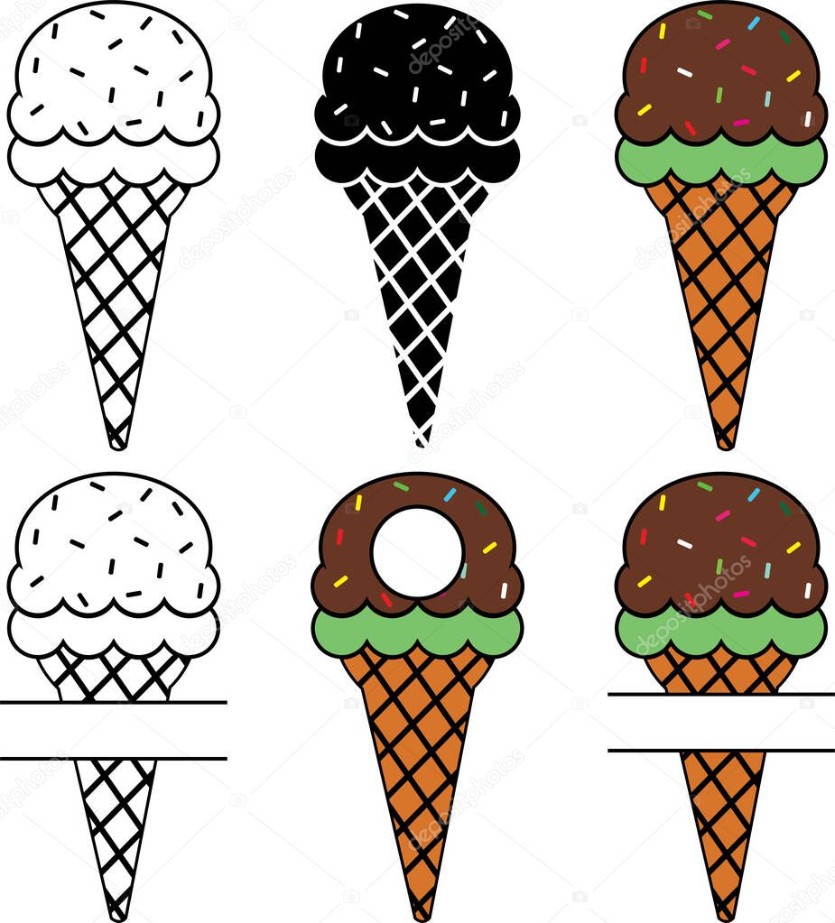 Ice Cream monogram, Ice Cream, Summer, Ice Cream Cone