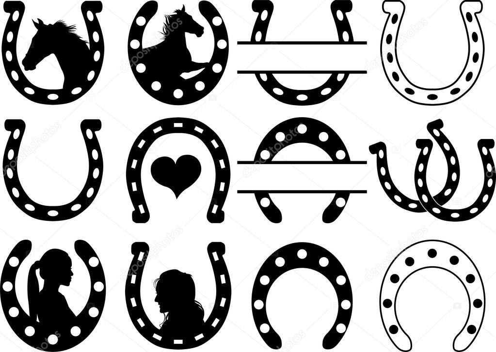 Horseshoe, Horseshoe Silhouette, Horseshoe Clipart, Horseshoe Monogram, Horseshoe Custom Name