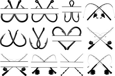 Balıkçılık Bölme Çerçevesi, Balıkçılık Kutusu Monogramı, Balıkçılık Kancası, Balıkçılık Çubuğu Kesme Dosyası