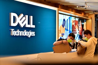 Taiwan - Mar 16, 2024: Dell (founded 1984) is a global tech leader offering PCs, servers, software, and networking equipment. They cater to individual and business needs across all budgets. clipart