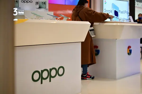 stock image TWN - Mar 16, 2024: OPPO, a global smartphone leader since 2004 (China), is known for innovative design and excellent cameras. They offer a range of smartphones and accessories at various price points