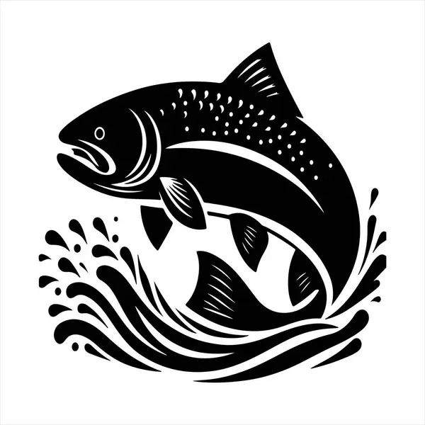 stock vector A fish logo design creatively incorporates the shape and characteristics of fish into a brand identity, symbolizing attributes like fluidity, grace, and adaptability through stylized graphic elements.