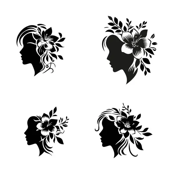 stock vector Elegant women adorned with flowers