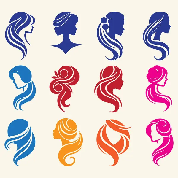 stock vector Elegant Hairstyles for Modern Women